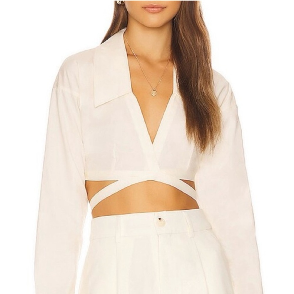 WEWOREWHAT Poplin Top in Whisper White